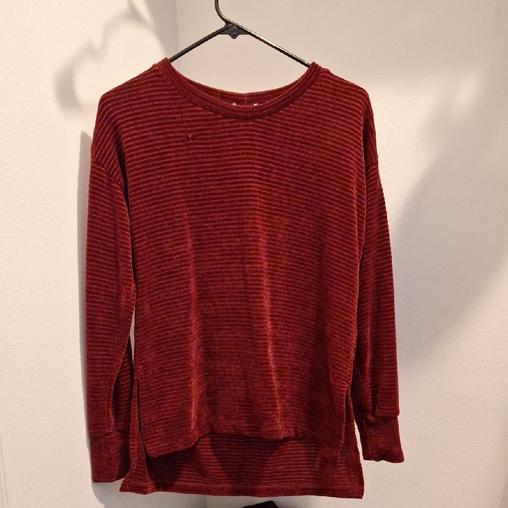Red Soft Long Sleeve Top